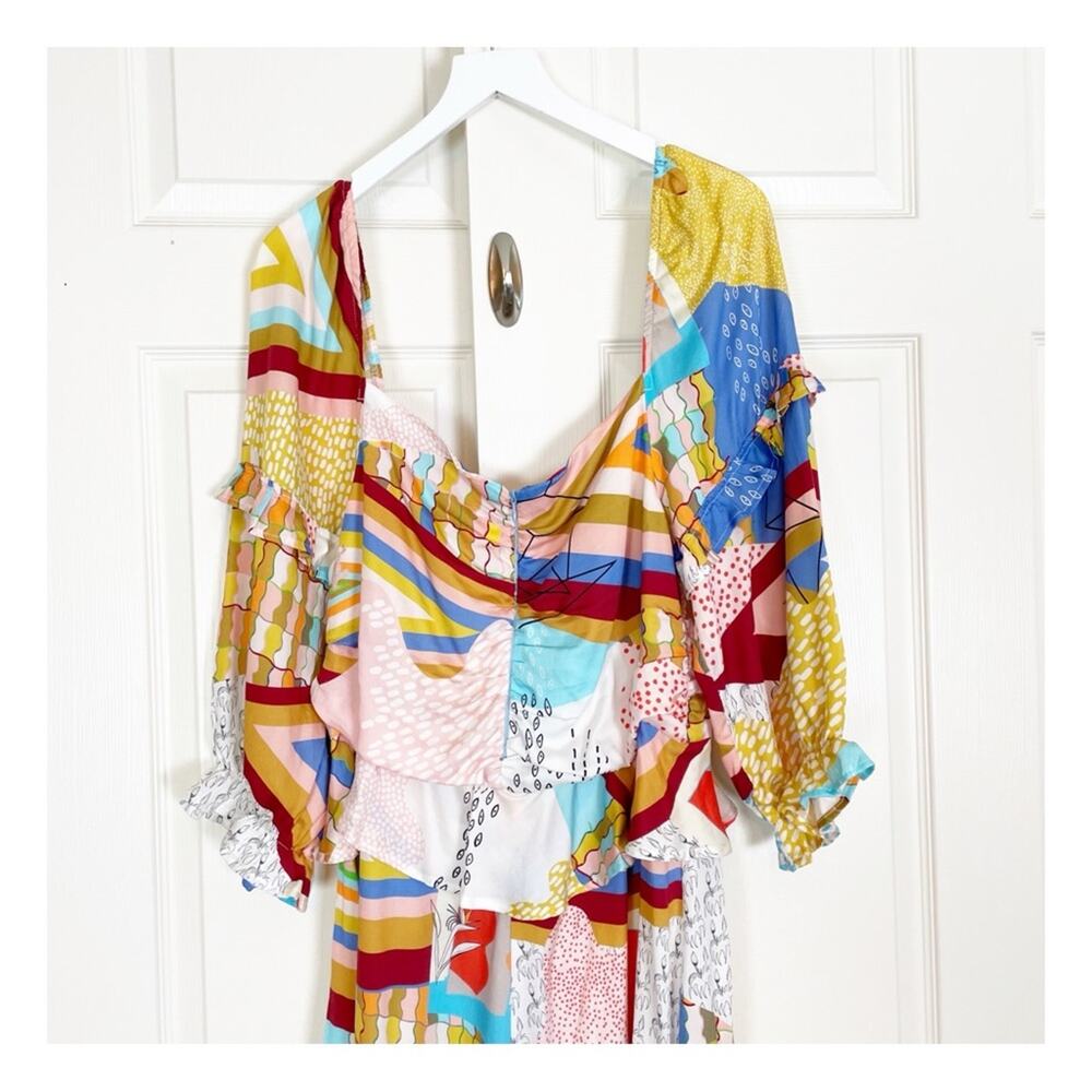 Anthropologie x Asha Eleven Soma Portals Colorful Geo Print Maxi Dress NWT Sz L - Picture 8 of 12